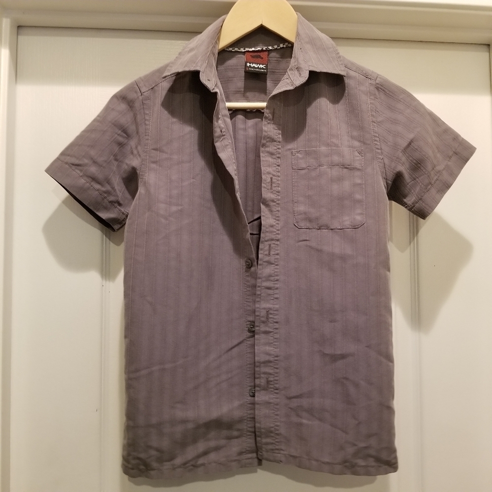 Tony Hawk gray button up short sleeve collared shirt Size S - Picture 8 of 9